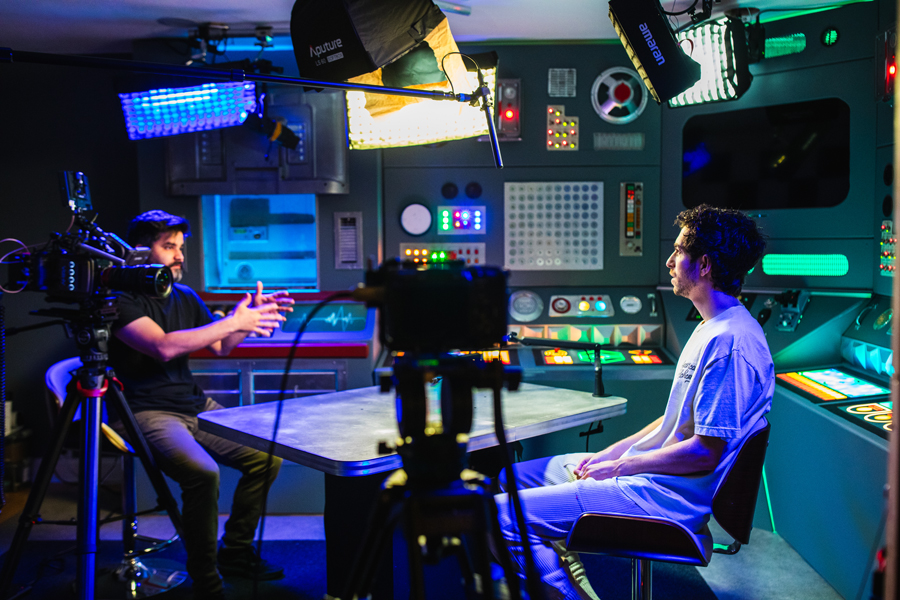 Behind the scenes — studio interview setup