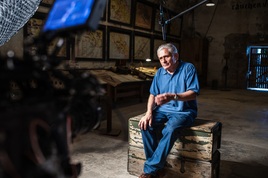 Behind the scenes — interview set with historical maps